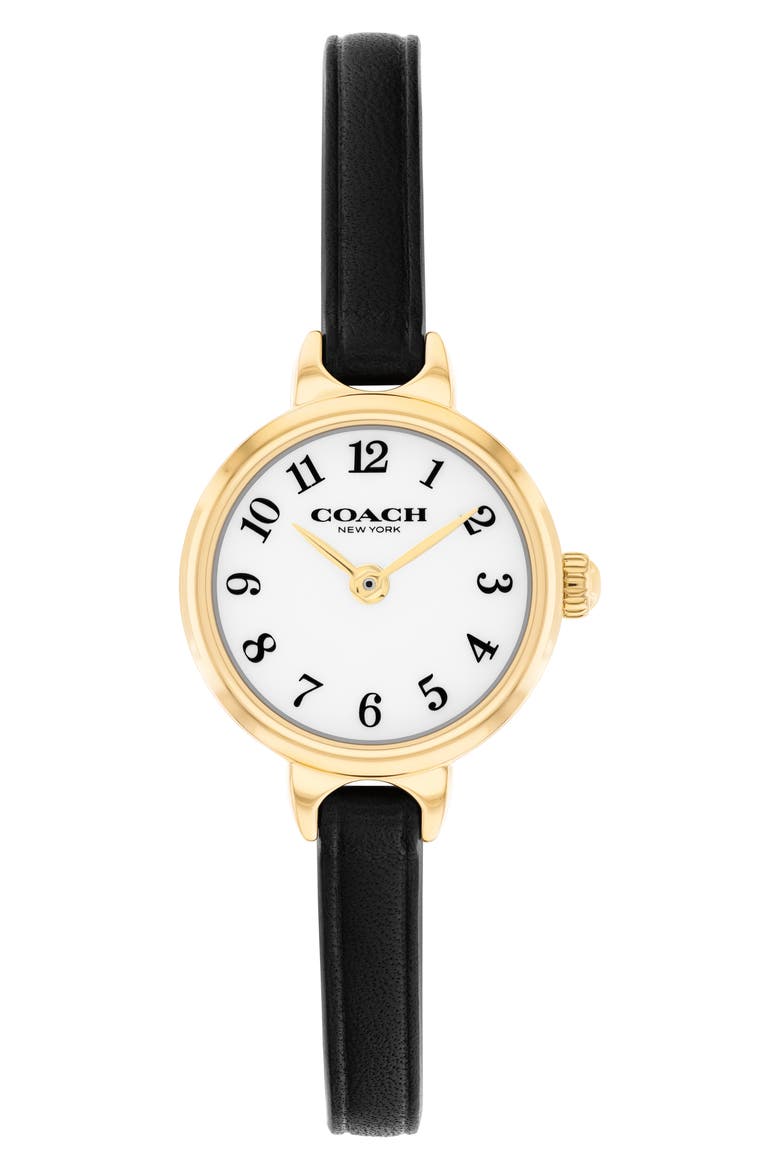 Iris Leather Strap Watch, 22.5mm, Main, color, BLACK