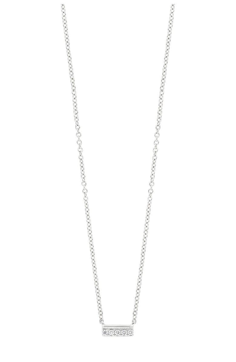Bony Levy BL Icons 18K White Gold Bezel Set Diamond Petite Bar Pendant Necklace - 0.04 ctw, Main, color, 