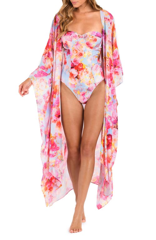 L Agence Kara Soft Cloud Maxi Kimono In Pink