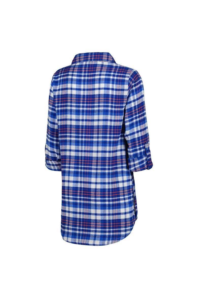 Women's Concepts Sport Royal New York Islanders Mainstay Flannel Full-Button Long Sleeve Nightshirt, Alternate, color, Royal