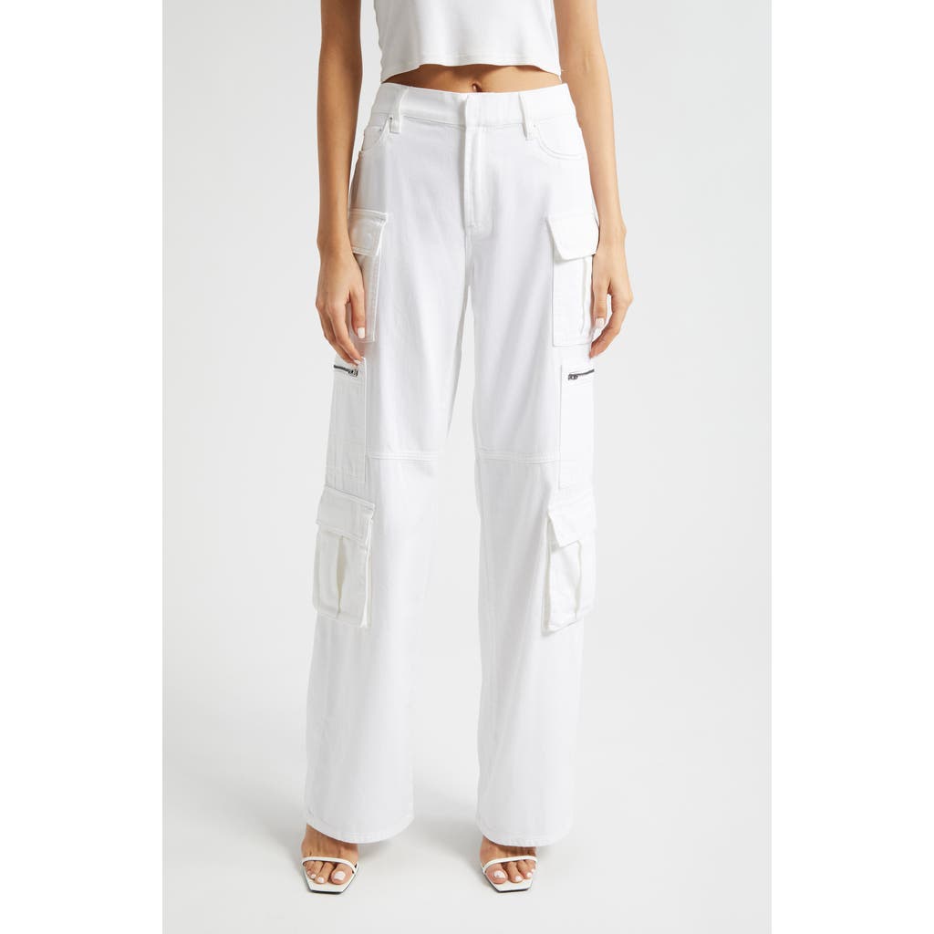 Alice And Olivia Baggy Cargo Wide Leg Jeans In White In White