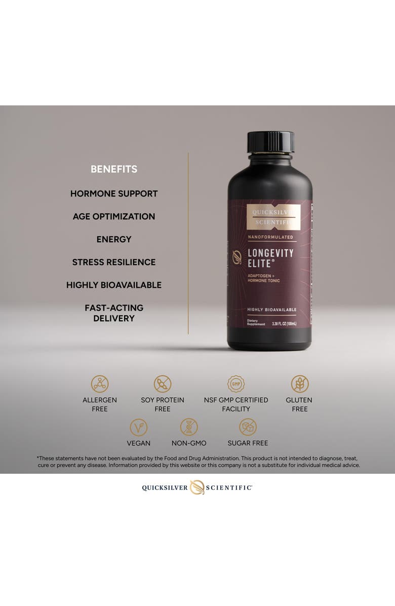 Quicksilver Scientific Longevity Elite Liposomal Adaptogen and Pregnenolone Tonic, Alternate, color, NO COLOR