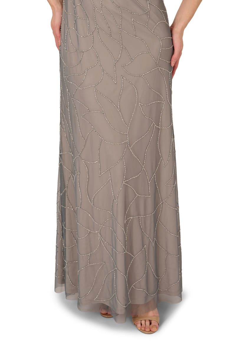 Beaded Sleeveless Blouson Gown, Alternate, color, PEWTER/ SILVER