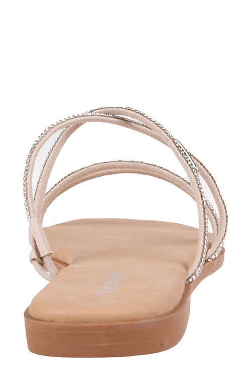 Bebe Rhinestone Tubular Slide Sandal In Tan