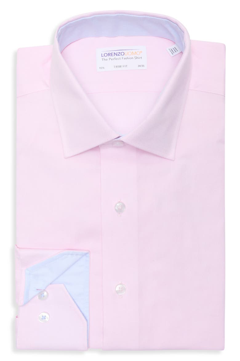 Trim Fit Textured Cotton Shirt, Alternate, color, LIGHT PINK