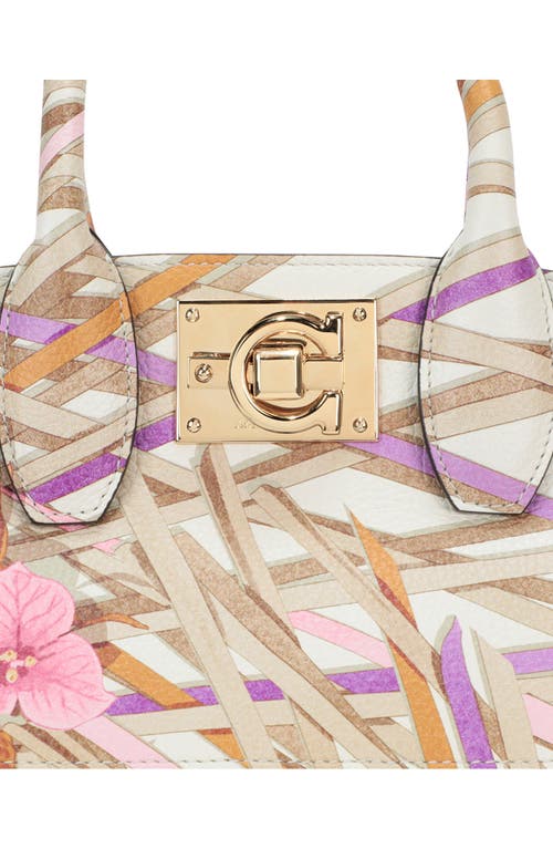 Ferragamo Gancini Print Leather Tote Bag In Multi