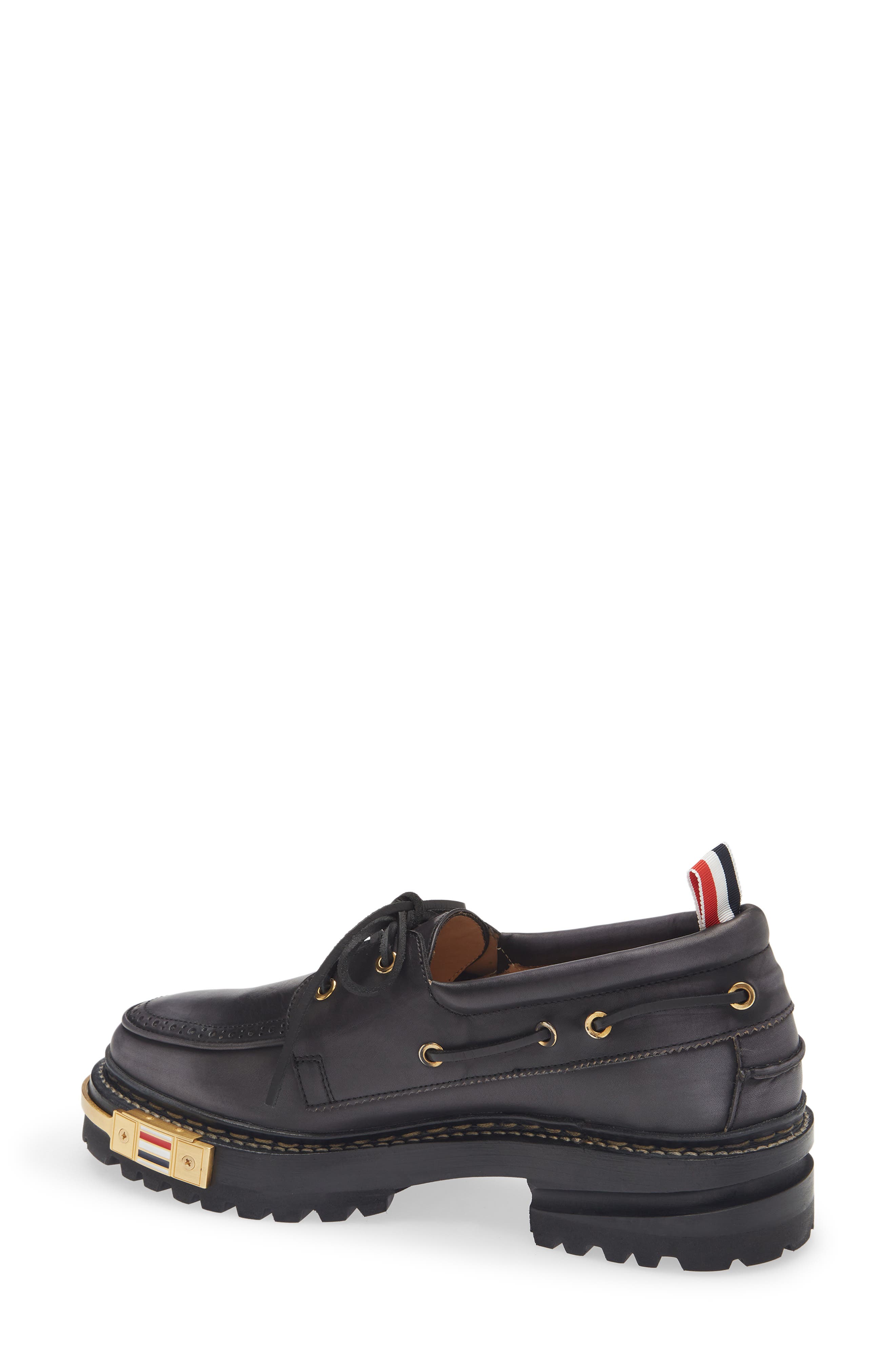 Thom Browne Lug Sole Boat Shoe, Alternate, color, Black