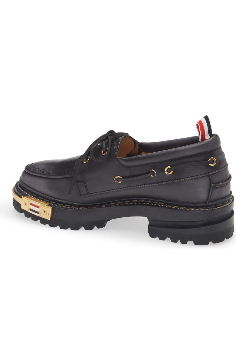 Thom Browne Lug Sole Boat Shoe, Alternate, color, Black