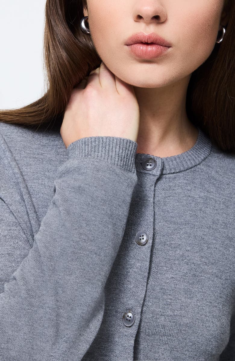 French Connection Crop Cardigan, Alternate, color, Mid Grey Melange