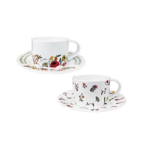 Language of Flowers Set of Two Cups and Saucers