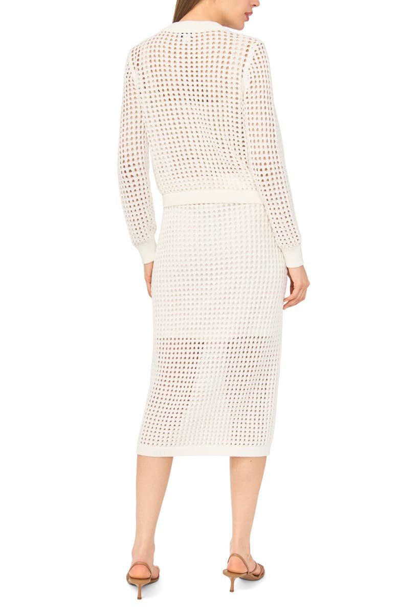 CeCe Open Stitch Midi Skirt, Alternate, color, Antique White