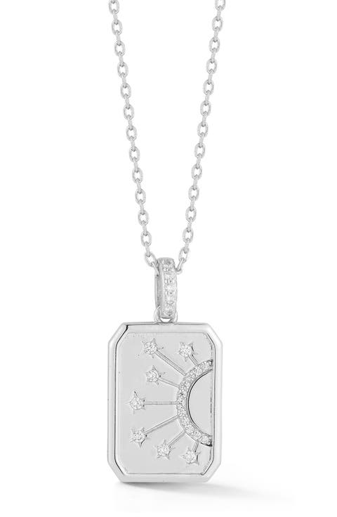 Cubic Zirconia Celestial Tag Pendant Necklace