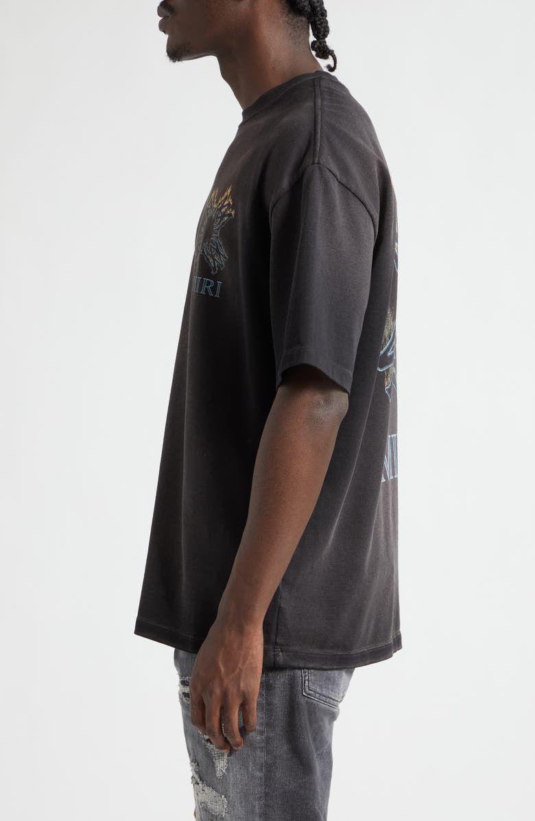 AMIRI MA Quad Flames Oversize Cotton Graphic T-Shirt, Alternate, color, Black