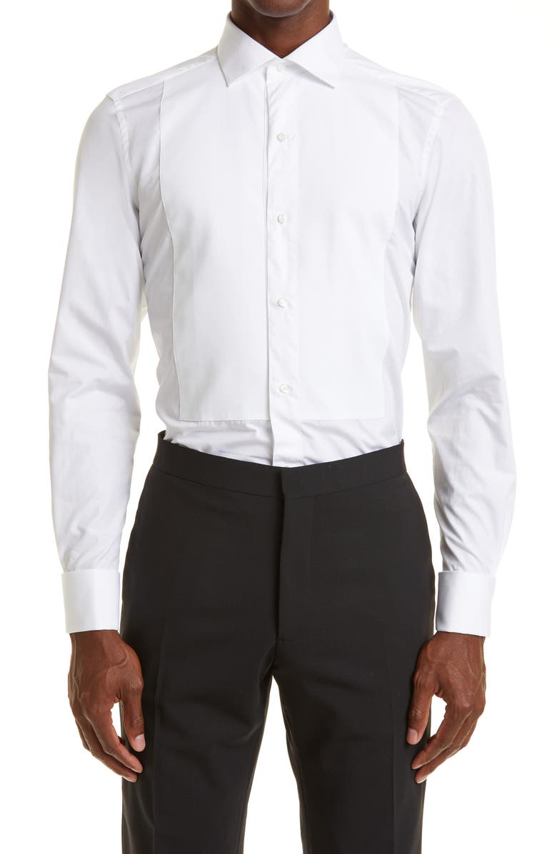 ZEGNA Cotton Tuxedo Shirt, Main, color, White