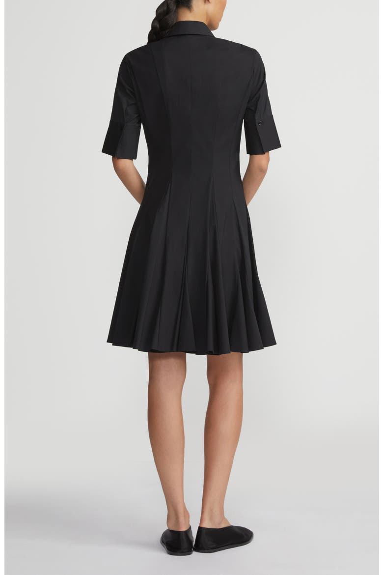 Godet Pleat Stretch Poplin Shirtdress, Alternate, color, BLACK