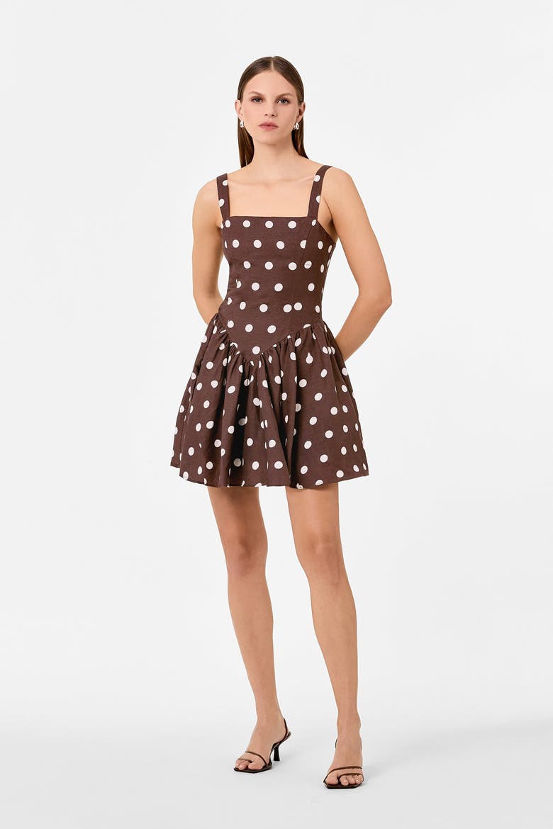 VITTORIA DRESS, Main, color, MOCHA POLKA DOT