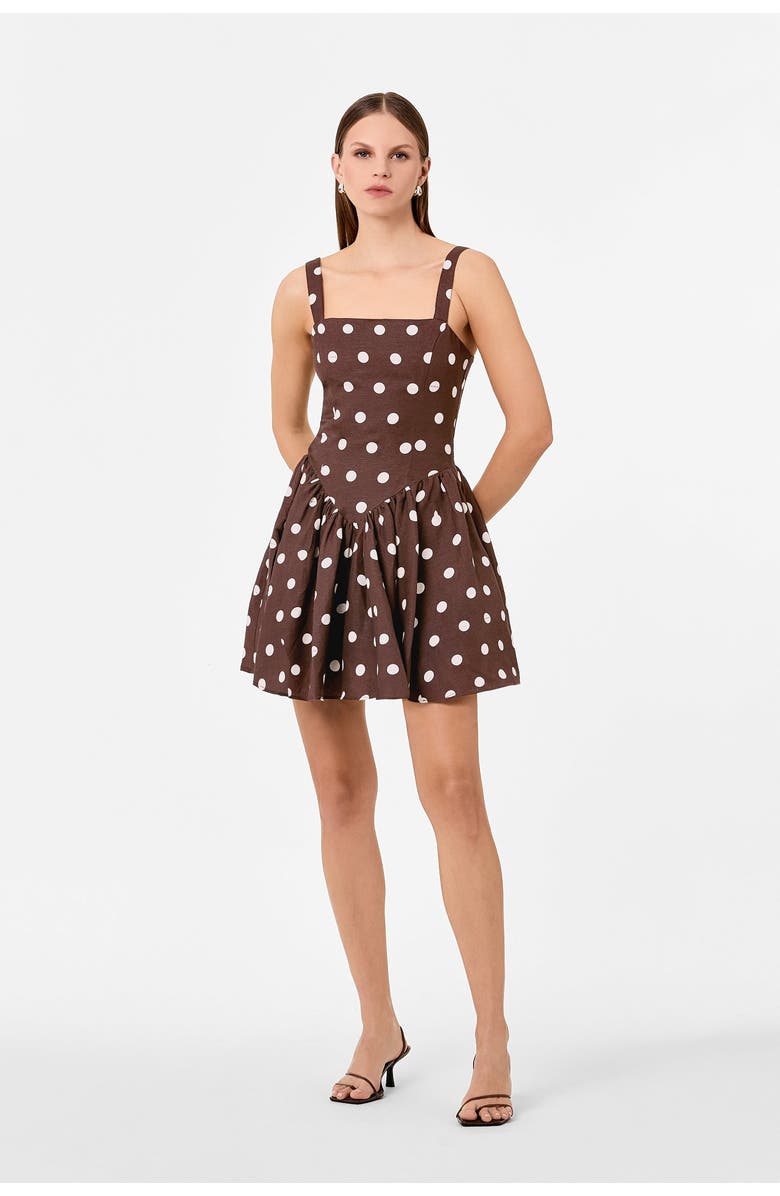 NICHOLAS VITTORIA DRESS, Main, color, Mocha Polka Dot