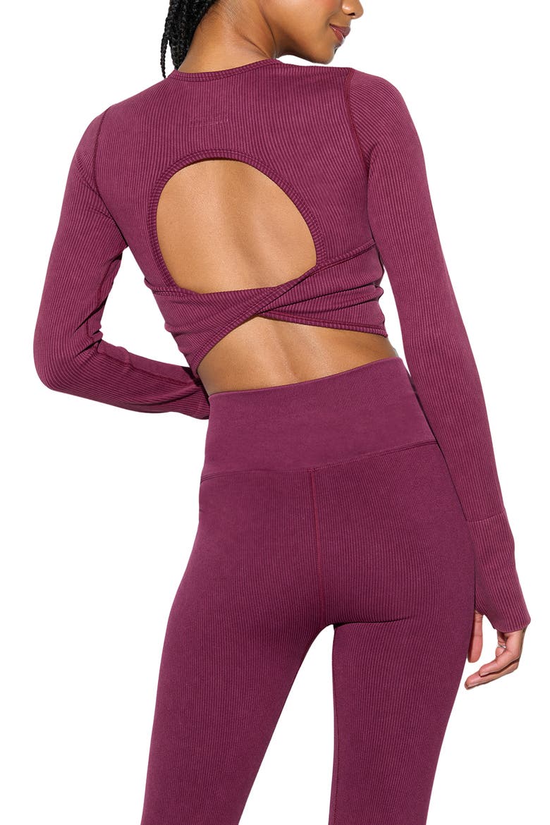 Liberty Mineral Wash Rib Crop Top, Alternate, color, DARK DAHLIA