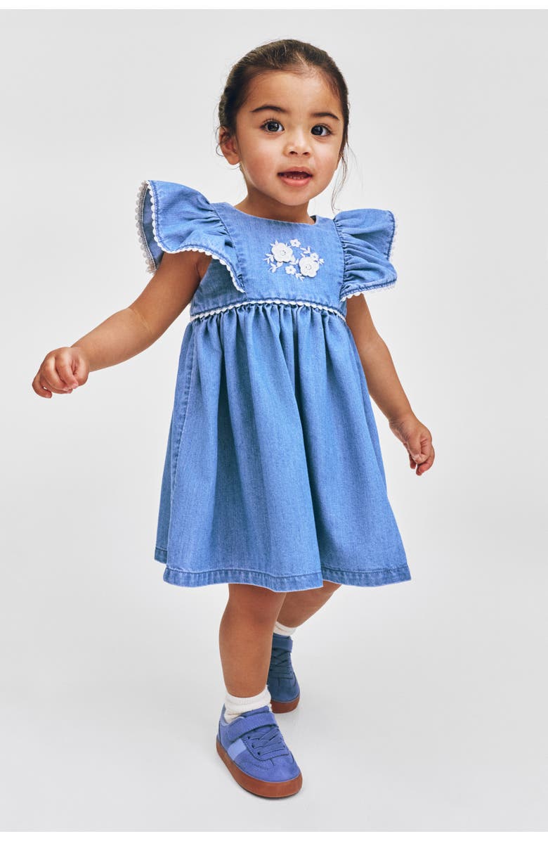 H&M Embroidery-detail Denim Dress, Alternate, color, 