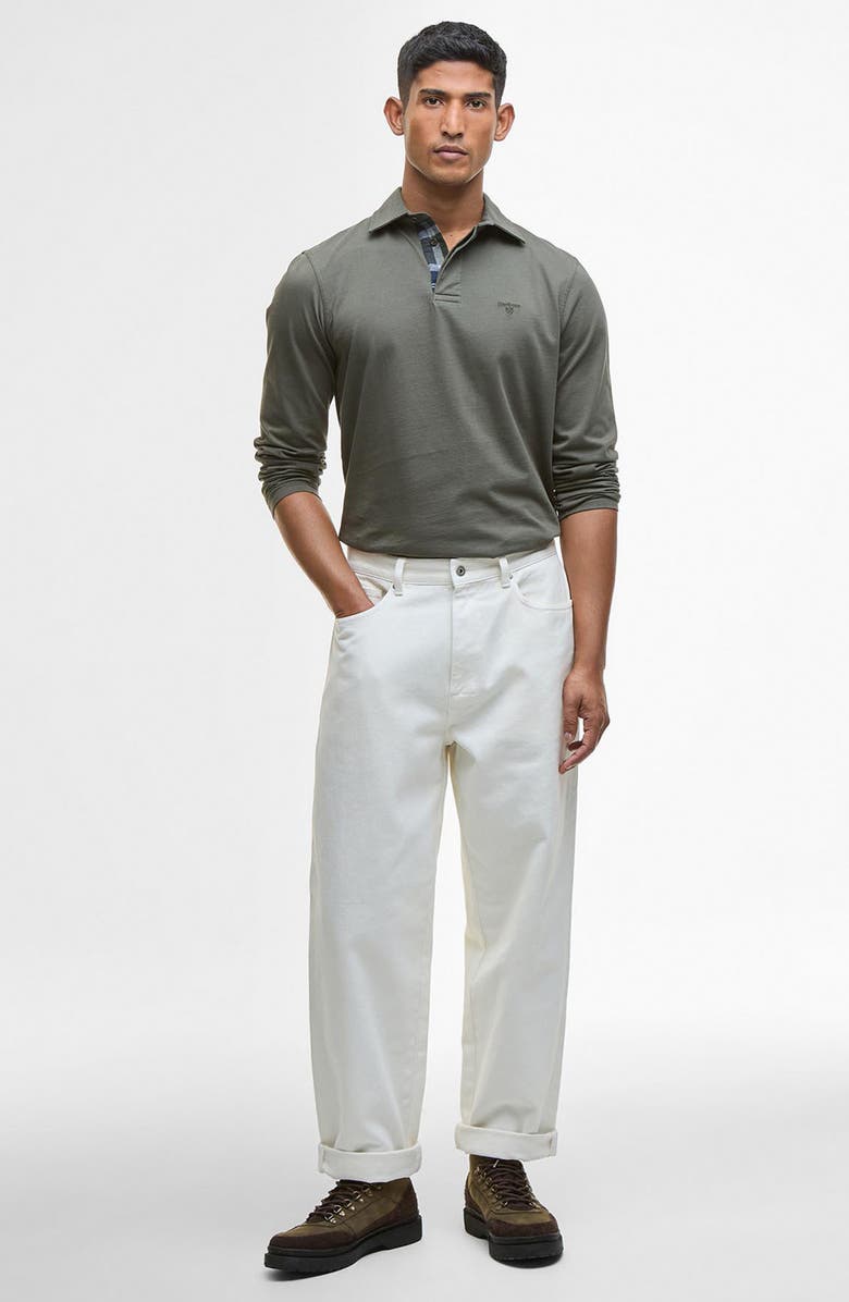 Barbour Margrove Tailored Fit Long Sleeve Cotton Polo, Alternate, color, Mid Olive