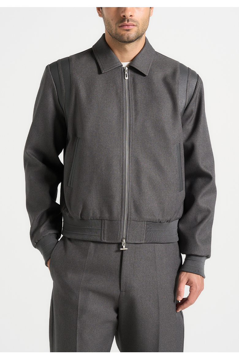 Denis Structured Varsity Jacket, Alternate, color, Grey