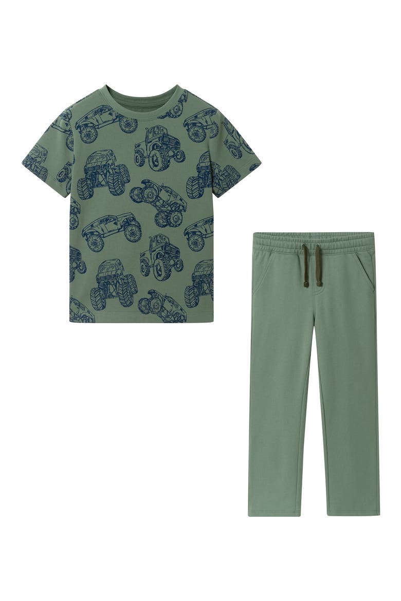 Kids' Truck T-Shirt & Pants Set, Main, color, GREEN