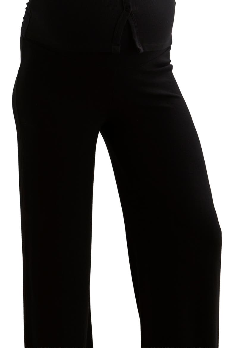 The Softest Rib Over Under Relaxed Pant, Alternate, color, Black