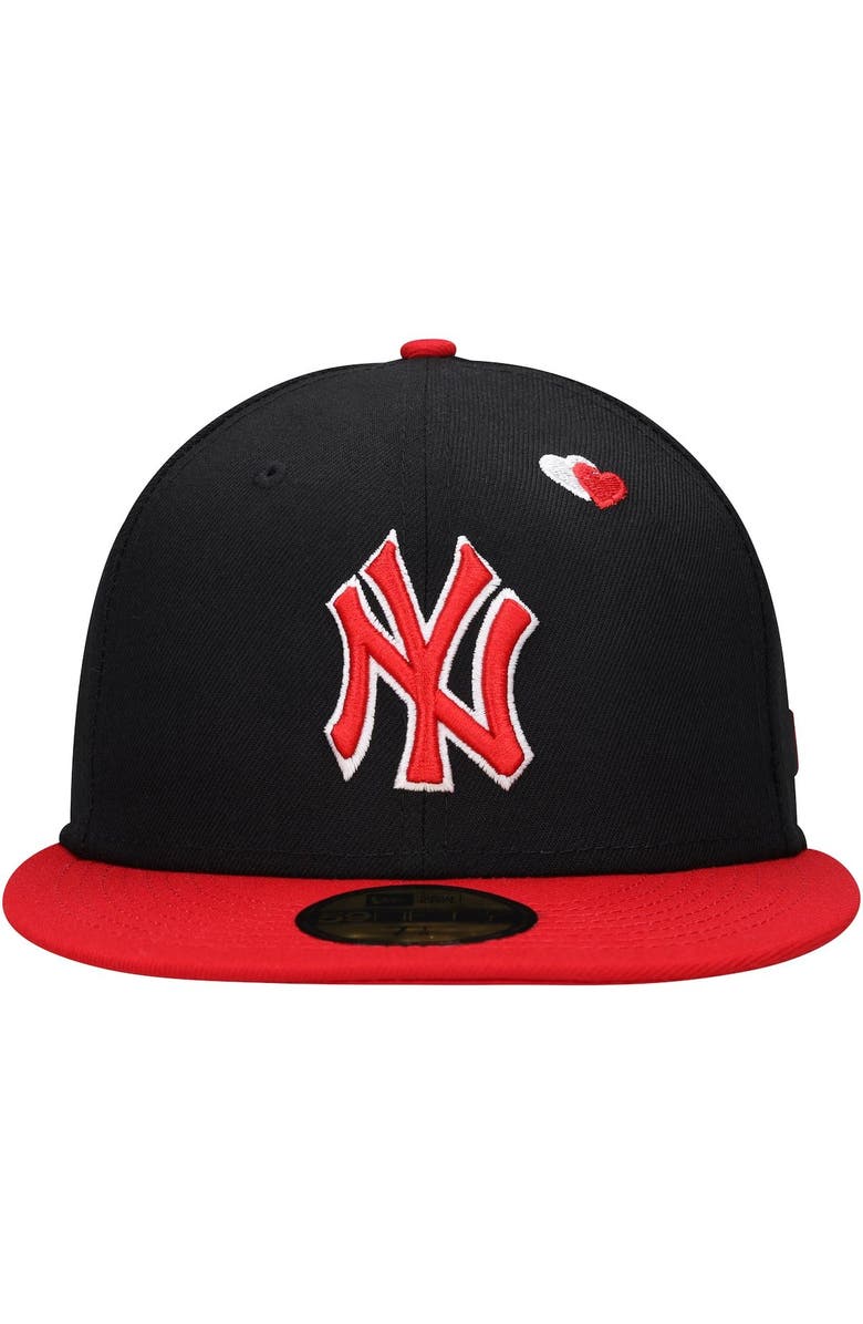 New Era Men's New Era Black/Red New York Yankees Heart Eyes 59FIFTY Fitted Hat, Alternate, color,