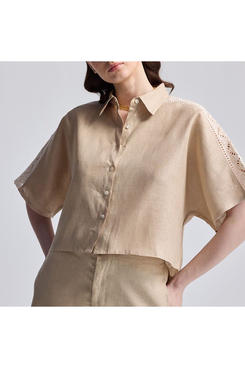Boxy Shirt with Lace, Alternate, color, Neutral
