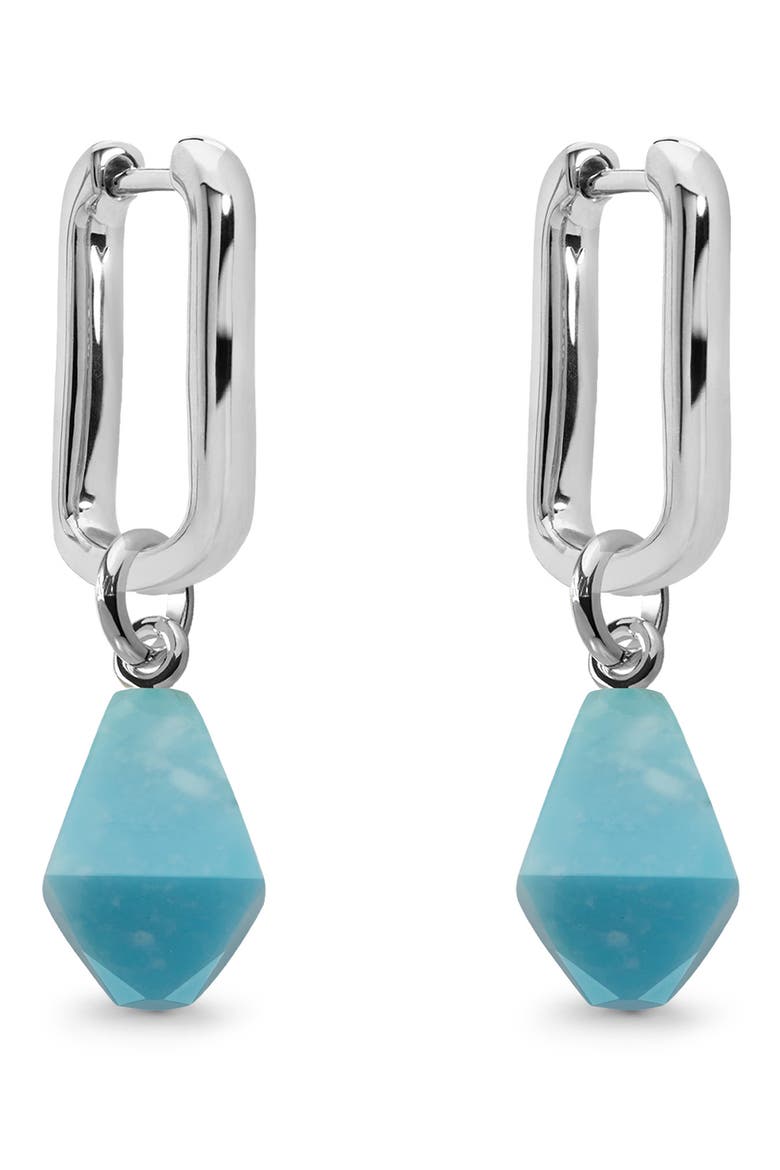 Mini Alta Semiprecious Stone Huggie Hoop Drop Earrings, Main, color, STERLING SILVER