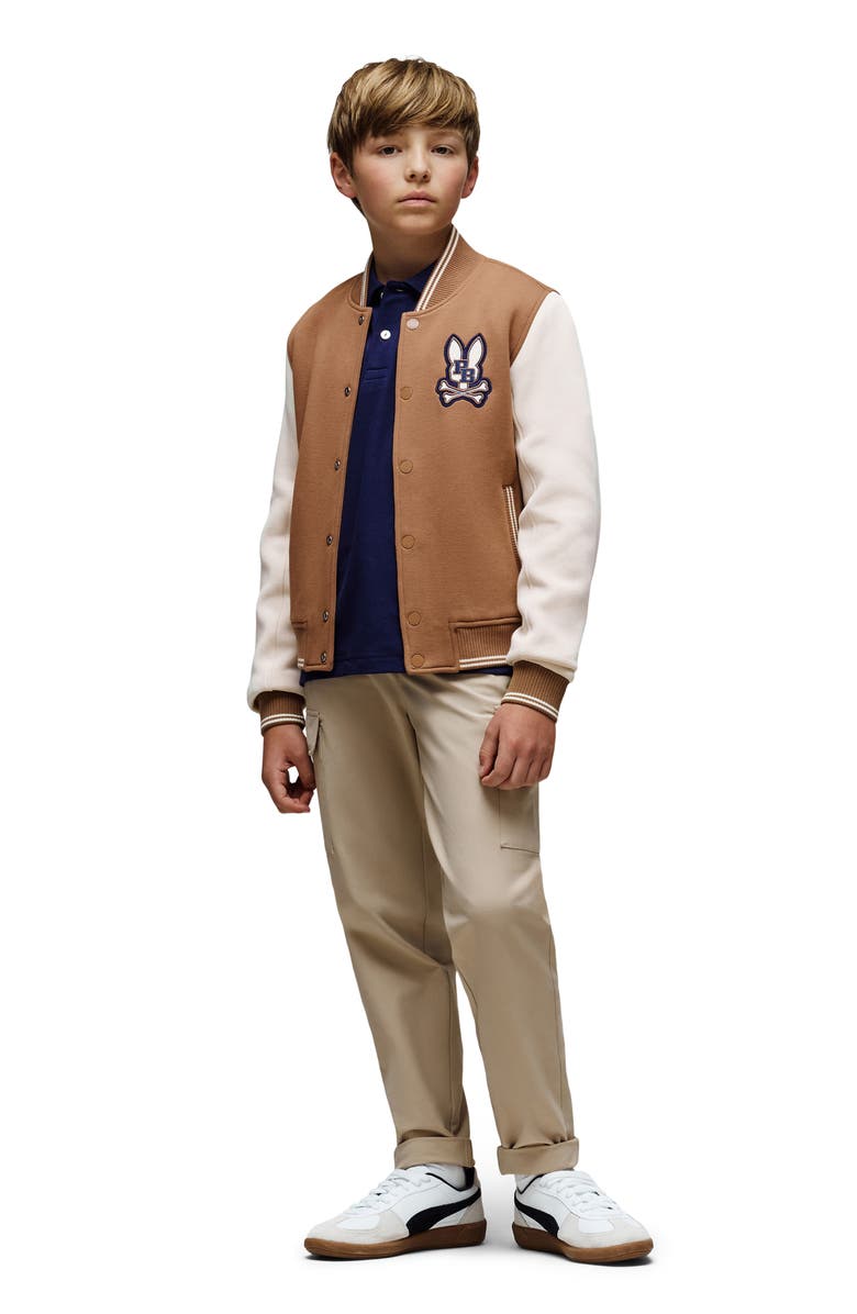 Psycho Bunny Kids' Wade Colorblock Graphic Bomber Jacket, Alternate, color,