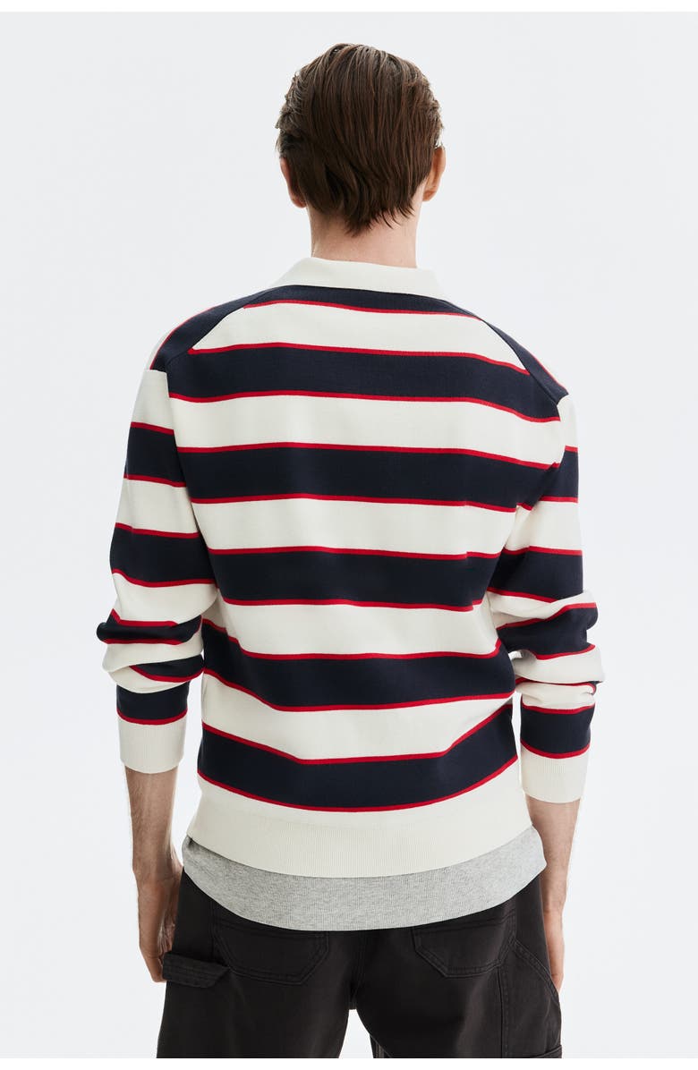 H&M Relaxed Fit Polo Shirt, Alternate, color, Navy Blue/Striped