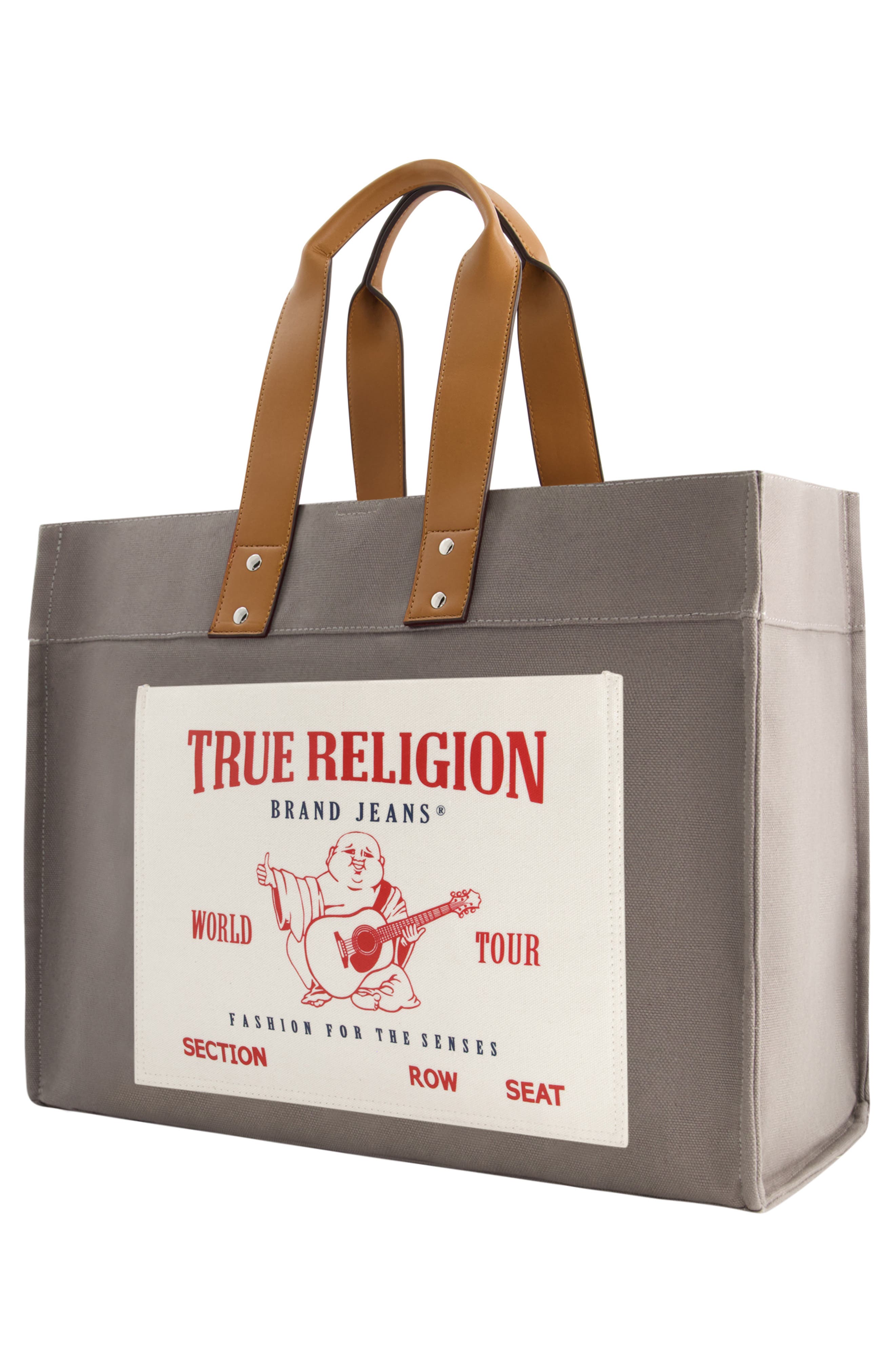 True Religion Brand Jeans Twill Tote Bag, Alternate, color, Grey