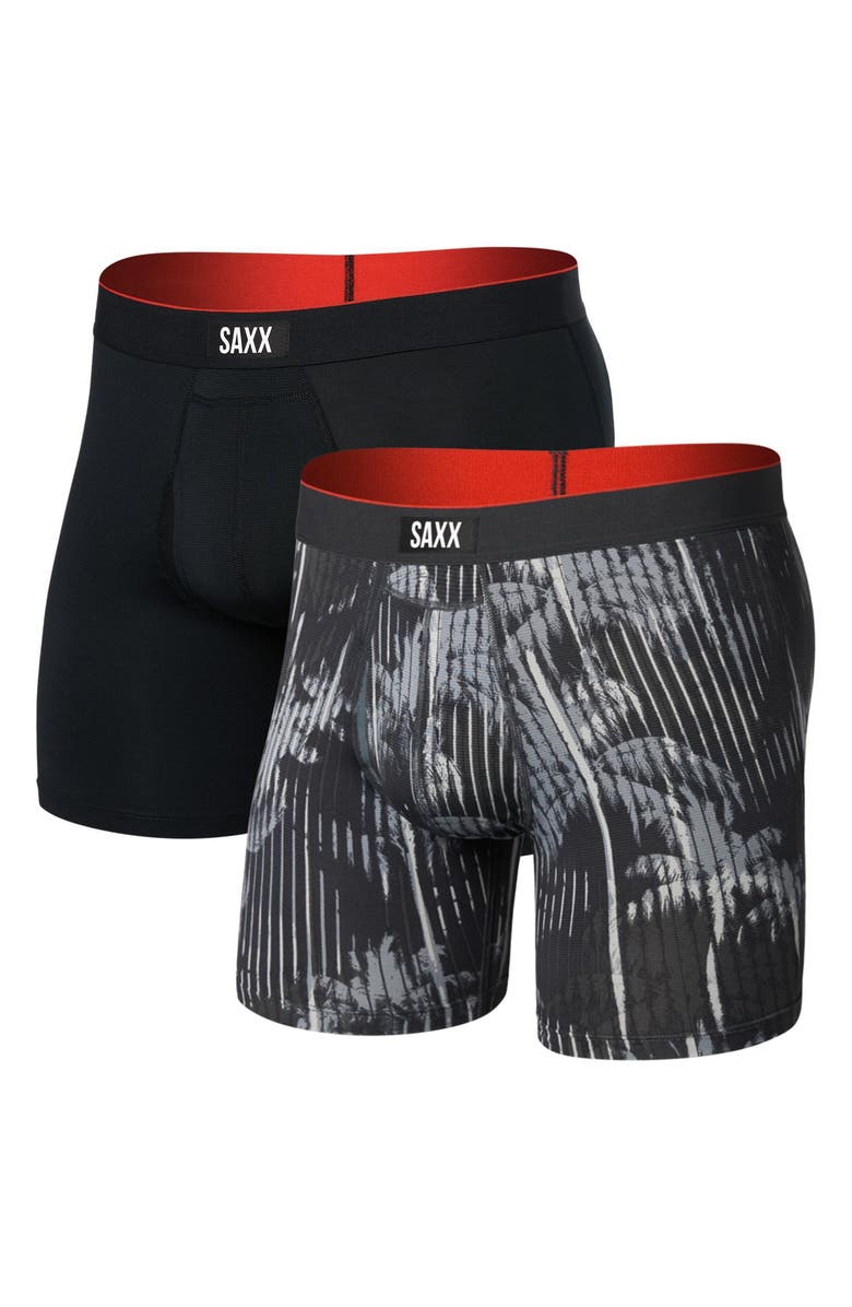 SAXX Assorted 2-Pack Multi-Sport Mesh Performance Boxer Briefs, Alternate, color, Palm Screen/ Black