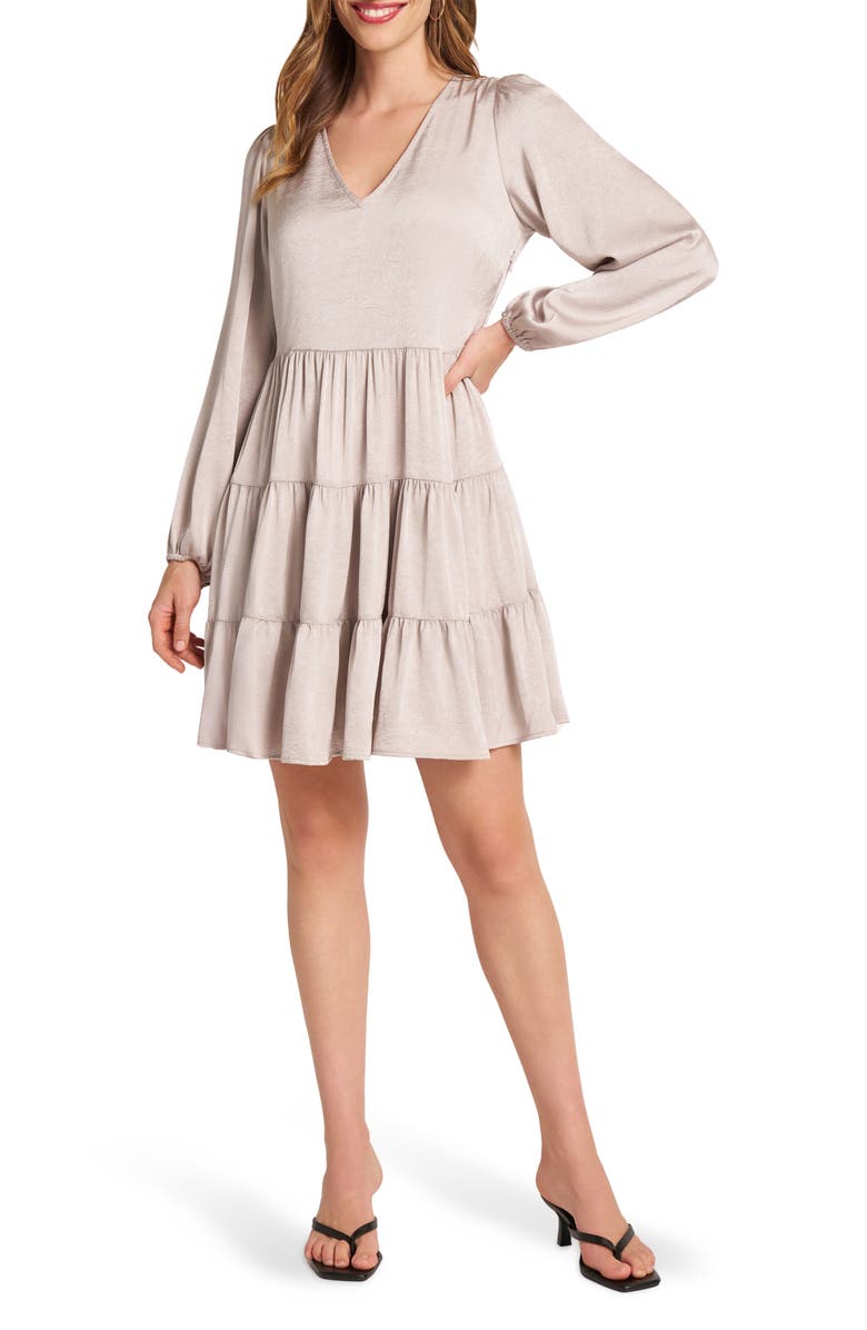 matty m. Provence Long Sleeve Tiered Dress, Main, color, Sand