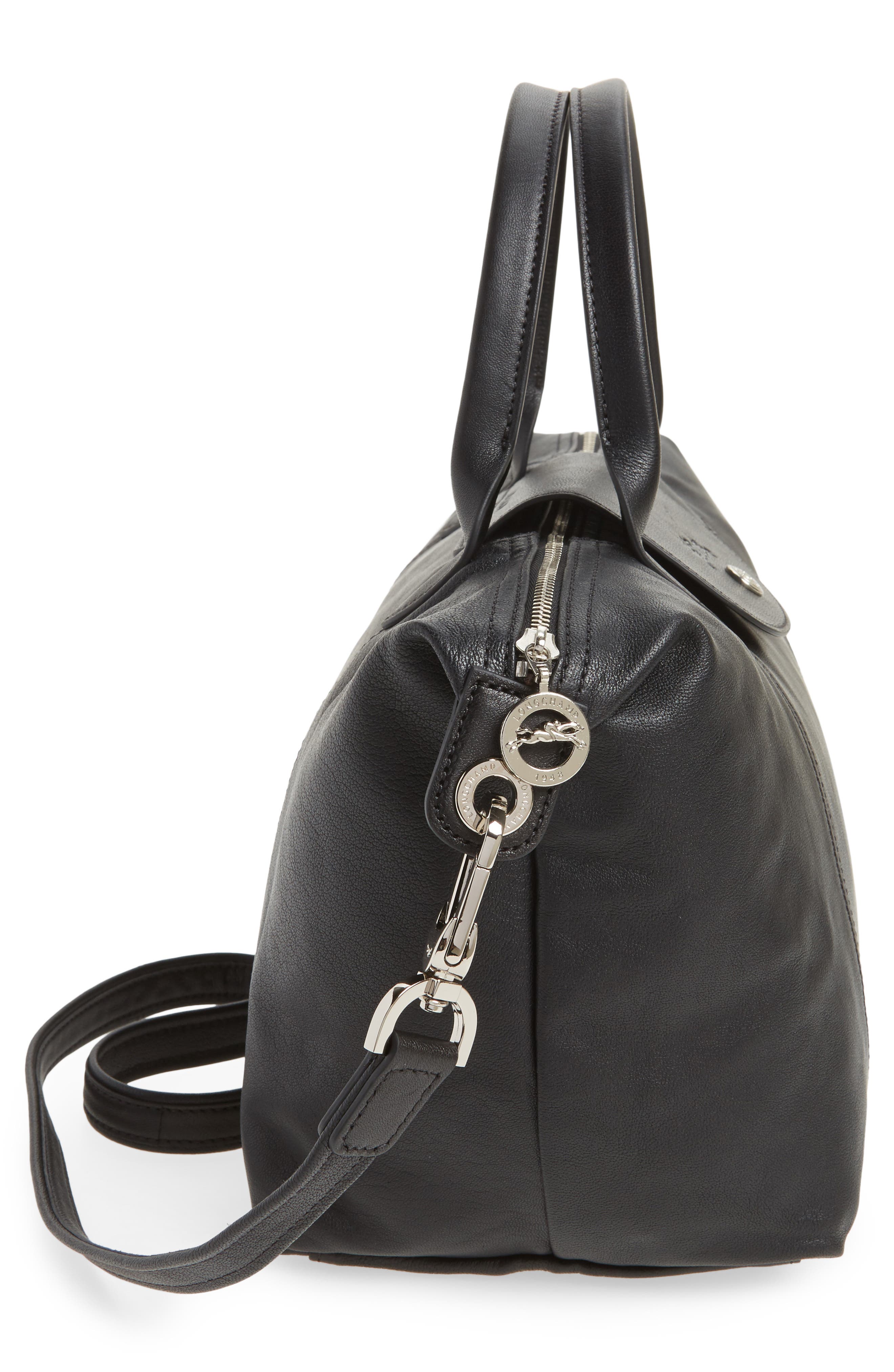 Longchamp Small 'Le Pliage Cuir' Leather Top Handle Tote, Alternate, color, 