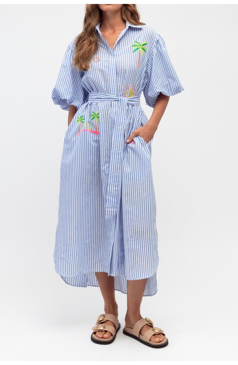 Label of Love Tropical Embroidered  Shirt Dress, Main, color, Blue