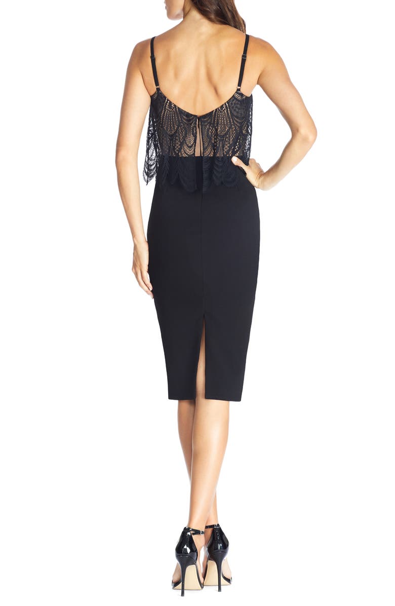 Dress the Population Paula Lace Sheath Midi Dress, Alternate, color, 