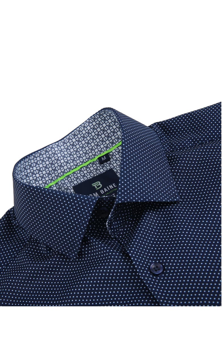 TOM BAINE Slim Fit Performance Short Sleeve Button-Up Shirt, Alternate, color, Navy