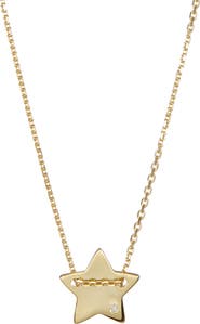 Adornia 14K Yellow Gold Plated Diamond Detail Star Charm Necklace - 0.01 ctw