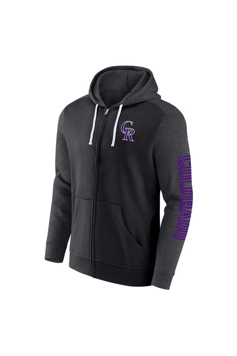 Men's Fanatics Branded Black Colorado Rockies Offensive Line Up Lightweight Full-Zip Hoodie, Alternate, color, Black