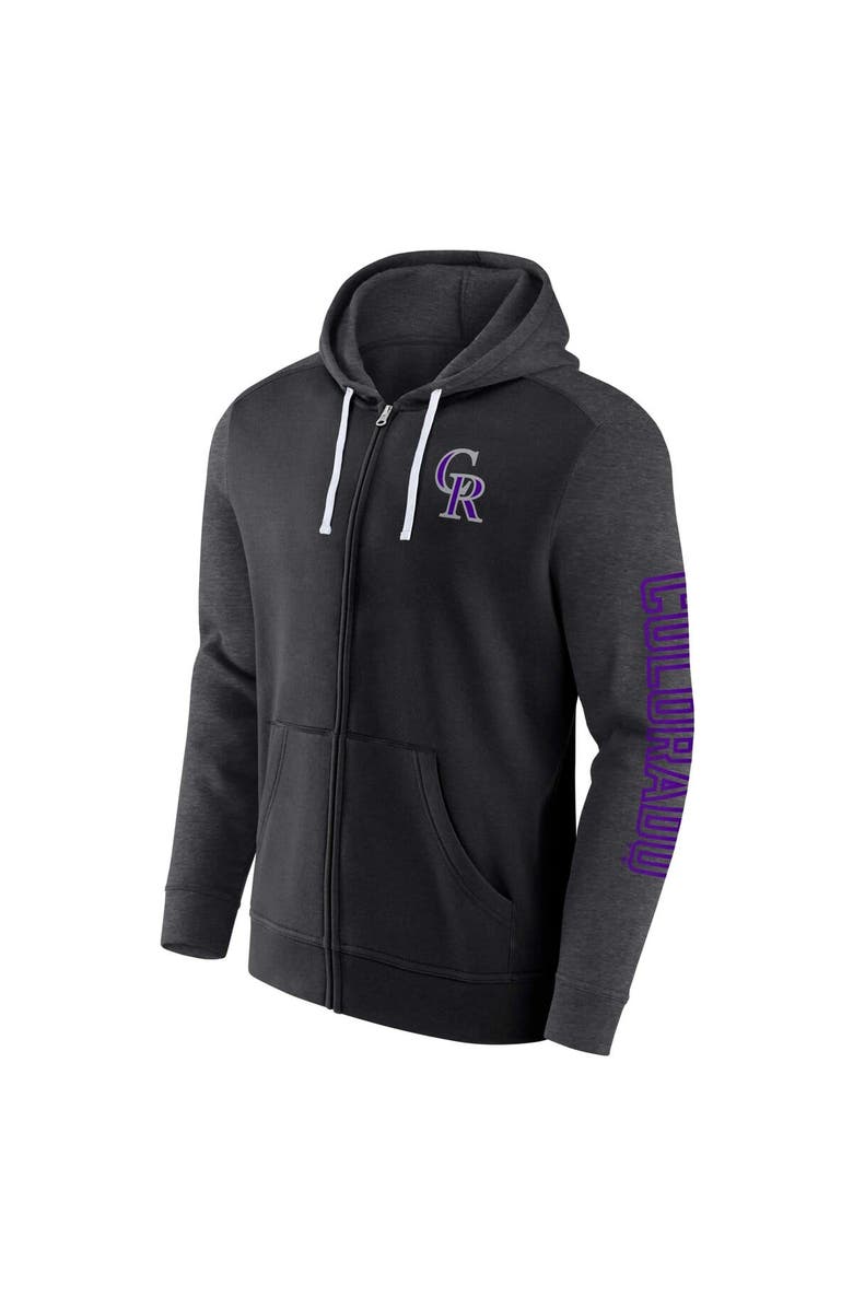 FANATICS Men's Fanatics Branded Black Colorado Rockies Offensive Line Up Lightweight Full-Zip Hoodie, Alternate, color, Black