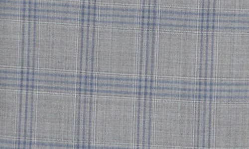 English Laundry Plaid Grey Wool Blend Suit In Grey/blue