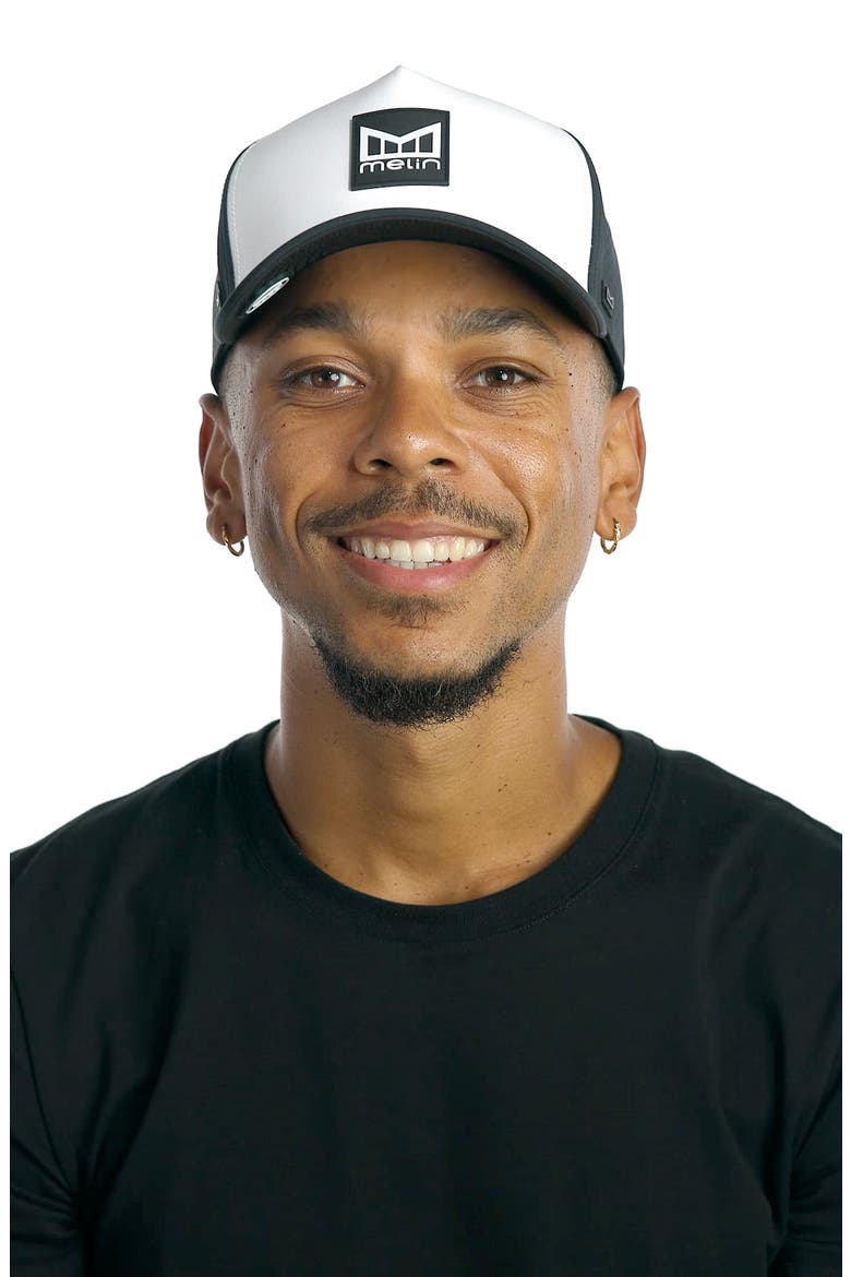 Odysea Stacked Hydro Performance Snapback Hat, Alternate, color, BLACK/ WHITE