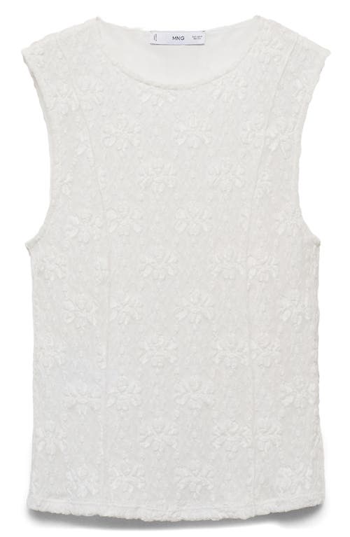 Mango Lace Sleeveless Top In White