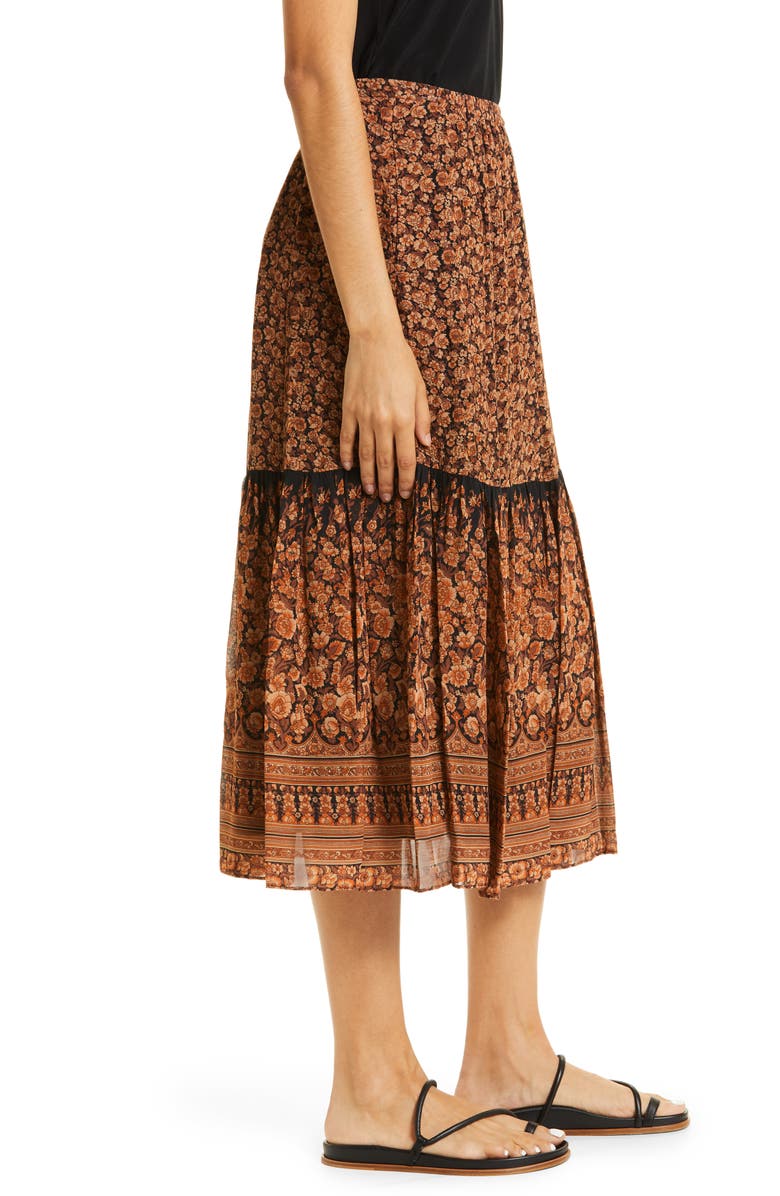 KOBI HALPERIN Charlie Print Ruffle Midi Skirt, Alternate, color,