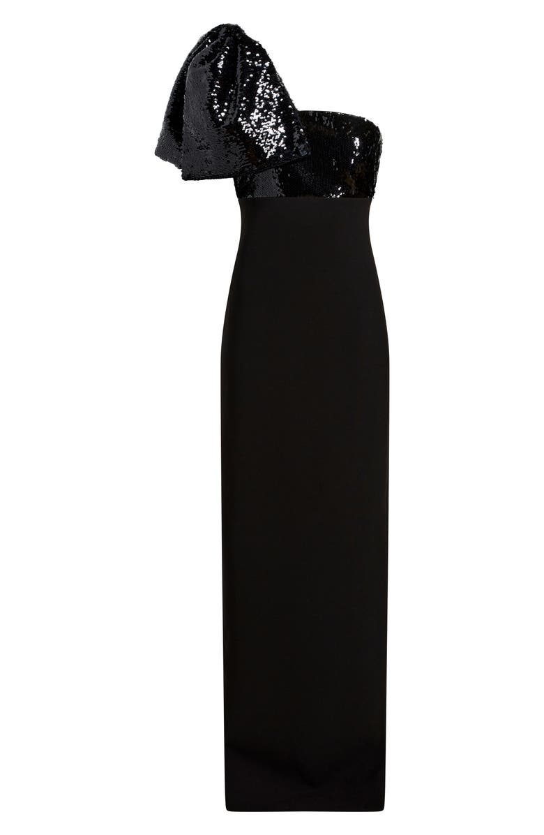 LIKELY Rora Sequin Bow Gown, Alternate, color, Black/ Black