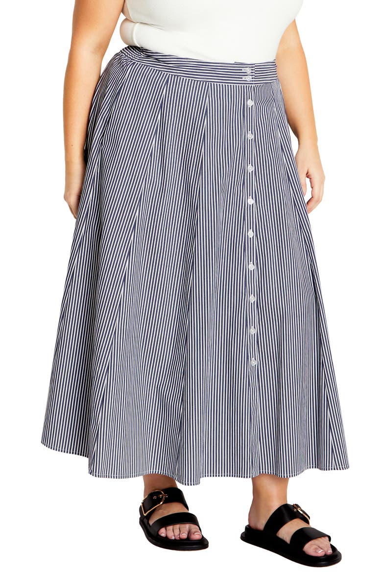 Stellar Stripe A-Line Maxi Skirt, Alternate, color, NAVY STRIPE