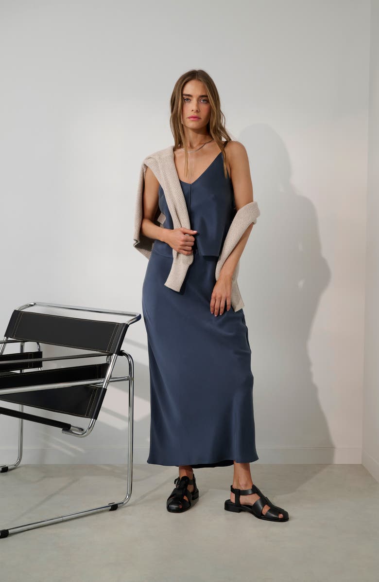 Lunya Washable Silk Bias Maxi Skirt, Alternate, color, Deep Blue