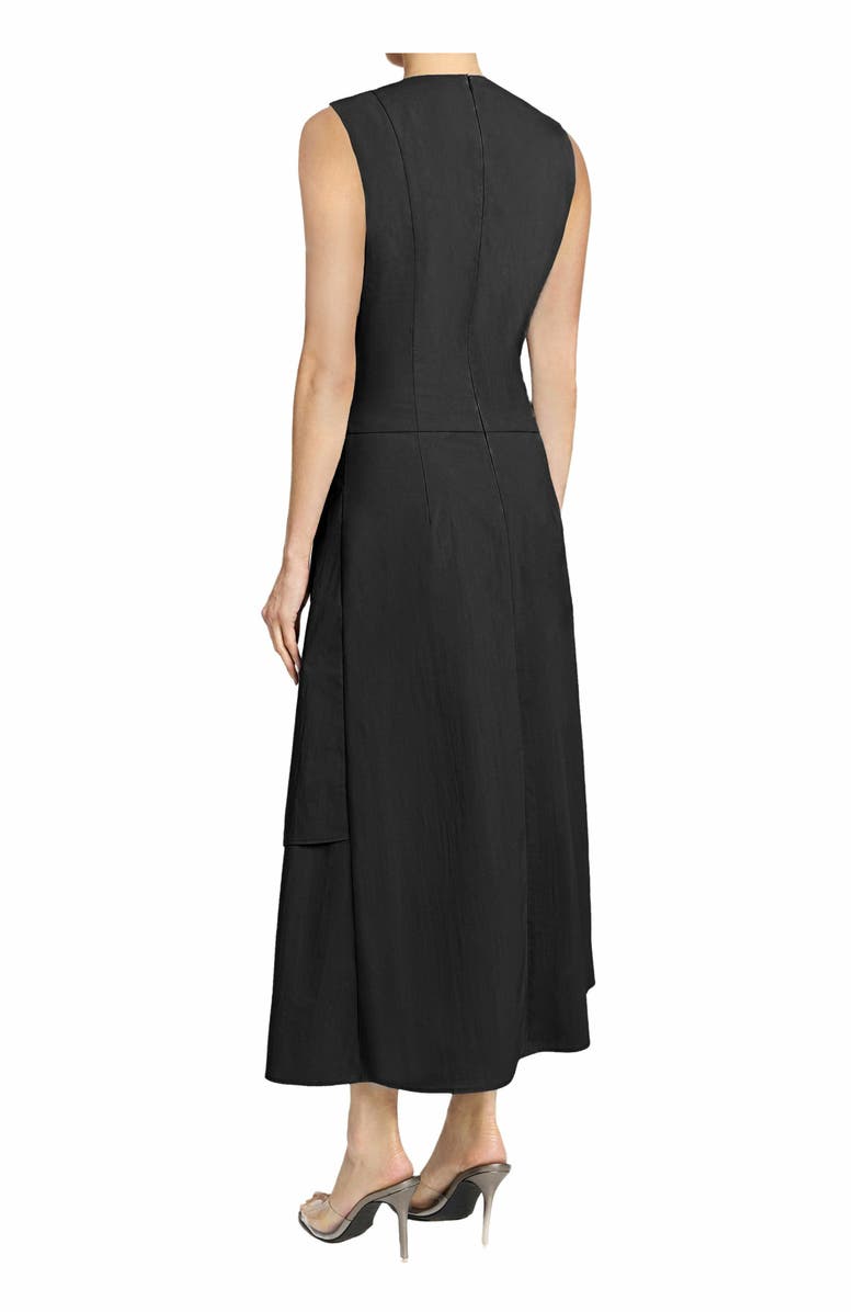 Santorelli MADDY Sleeveless Multi-Panel Asymmetric Dress in Stretch Cotton, Alternate, color, Black